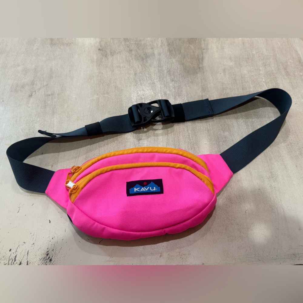 Kavu Hot Pink with Orange Trim Canvas Fanny Pack Crossbody